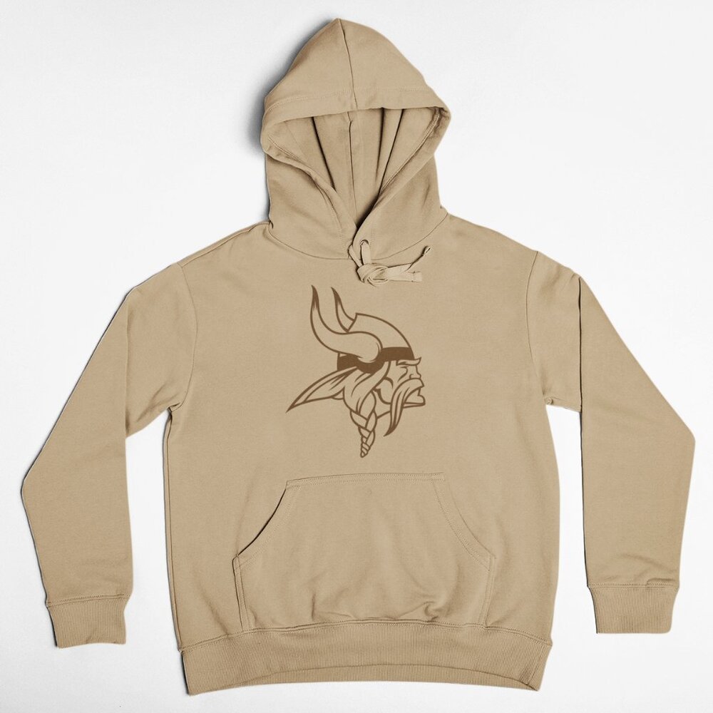 NEW Minnesota Vikings Big Logo Pullover Fleece Hoodie TAN SAND